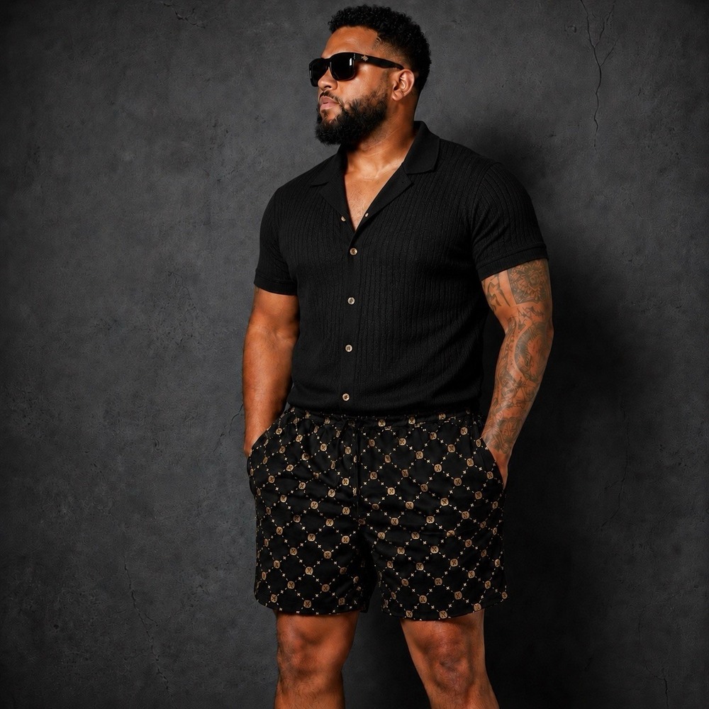 Men's 4X Drill Clothing Co. Black & Gold Tiger Logo Shorts